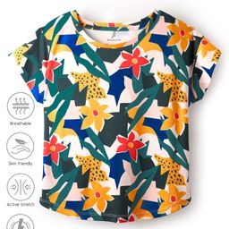 Pine Active Half Sleeves T-Shirt With Floral Print - Yellow-image-44