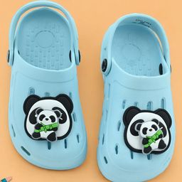 Yellow Bee Perforated Clogs With Aeroplane Rotating Charms - Blue-image-4
