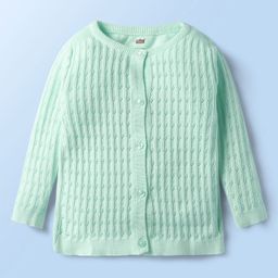 Simply Knit Full Sleeves Front Open Sweater With Cable Knit Design - Aqua Blue-picture-45