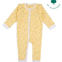 My Milestones 100% Cotton Knit Full Sleeves Lemons Printed Romper - Yellow-picture-8