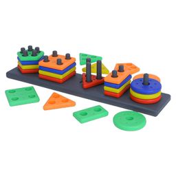 Smartcraft Shapes Geometric Board Blocks Sorting and Stacking, Montessori Education Colour Recognition Toys for Kids - 5 Columns with 20 Pieces Multicolor image 2