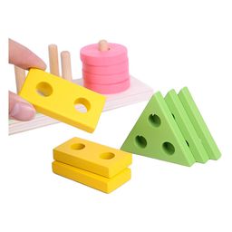 Smartcraft Shapes Geometric Board Blocks Sorting and Stacking, Montessori Education Colour Recognition Toys for Kids - 5 Columns with 20 Pieces Multicolor image 4
