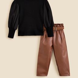 Hopscotch Girls Black Cotton Blend Solid Clothing Set-picture-42