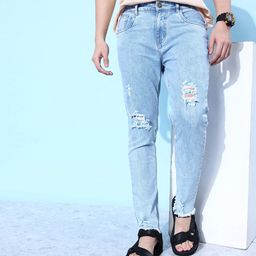 Kook N Keech Men Blue Back Street Boys Distressed Denim Tapered Fit  Jeans-image-6