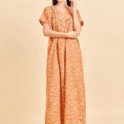 Sweet Dreams Orange Floral Print Nighty-image-81