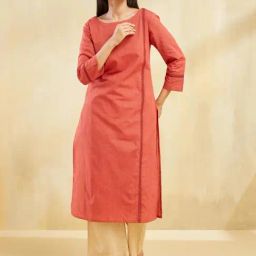 Fabindia Orange Cotton Slim Fit Kurtas-image-88