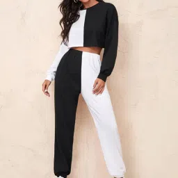 SELVIA White & Black Color-Block Co-Ord Set image 1