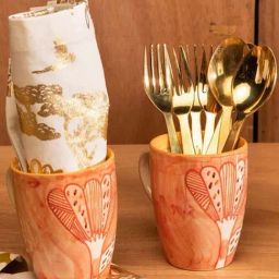 Arakta Hand Painted Ceramic Coffee Mug - Set Of 2-35