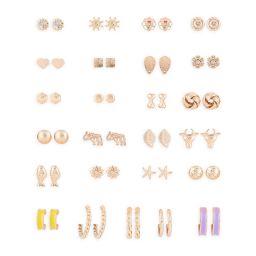Zaveri Pearls Set of 25 Gold Tone Contemporary Studs & Hoop Earrings-ZPFK15129 image 2