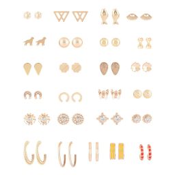 Zaveri Pearls Set of 25 Gold Tone Contemporary Studs & Hoop Earrings-ZPFK15131 image 2