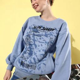 Difference of Opinion Purple Fleece Graphic Print Oversized Sweatshirt-image-83