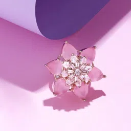 Zaveri Pearls Pink Dazzling Cubic Zirconia Party Bling Statement Brass Ring-ZPFK15434 image 2