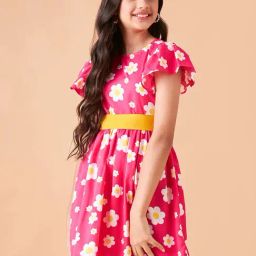 Cherry & Jerry Girls Pink Floral A-Line Knee Length Dress-image-29
