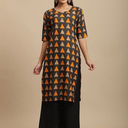 7Threads Selection Of 6 Geometric Printed Round Neck Straight Kurtas-image-83