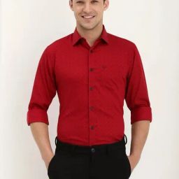 Allen Solly Red Cotton Slim Fit Printed Shirt-image-95