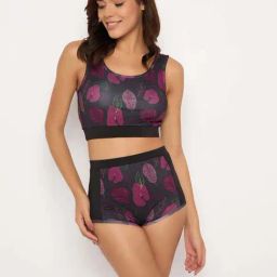 Clovia Black Regular Fit Printed Swimsuit-image-3