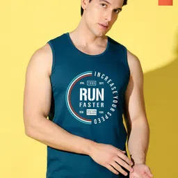 WOOSTRO Pack Of 2 Printed Combed Cotton Gym Vests VWS26(RUN PEACOCK)(MORE ORANGE)-picture-4