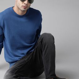 Roadster Men Blue Solid Pullover Sweater-image-57