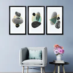 999store Black & Grey Grey And Black Stones Canvas Painting-image-2