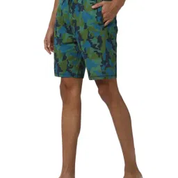 Peter England Green Cotton Regular Fit Camouflage Shorts-picture-40