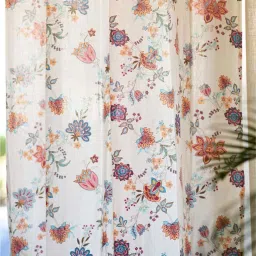 Urban Space Peach Cotton Window Curtain With Tieback & Eyelet - Set of 2 image 2