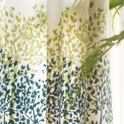 Urban Space Blue Cotton Window Curtain With Tieback & Eyelet - Set of 2 image 2