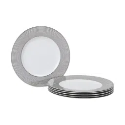 Home4U White & Silver Bone China Platina Dinner Plate-33