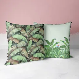 Bianca Floral Black & Green Microfibre Cushion Covers - Set of 2-image-51