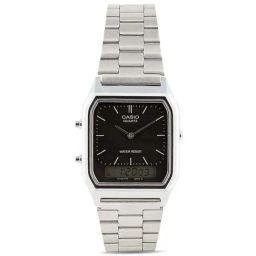 Casio Vintage AQ-230A-1DHDF Black Analog-Digital Dial Silver Stainless Steel Band AD01-image-60