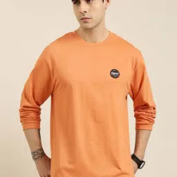 Difference of Opinion Peach Cotton Loose Fit Printed T-Shirt-image-50