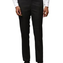 Raymond Black Slim Fit Checks Trousers-image-78