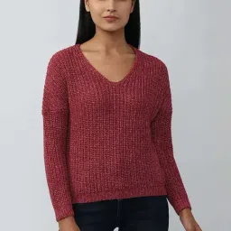 Van Heusen Pink Cotton Self Pattern Sweater-picture-12