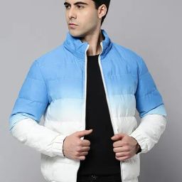 SHOWOFF Blue & Black Comfort Fit Quilted Hooded Jacket-image-27