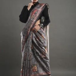 Saree Mall Grey Silk Woven Saree With Unstitched Blouse-image-71