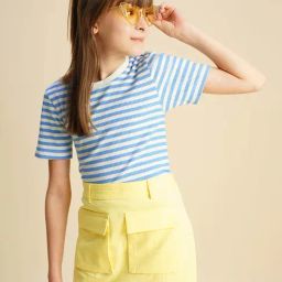 VERO MODA GIRL Azure Blue Stripes Regular Fit T-Shirt-image-65