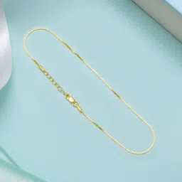Zavya 92.5 Sterling Silver Classic Minimal Gold Box Chain Anklet - Single Piece image 2