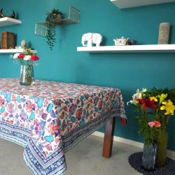 Tara Sparkling Homes Blue Cotton Ethnic Motifs 4 Seater Table Cover-picture-47