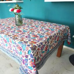 Tara Sparkling Homes Blue Cotton Ethnic Motifs 6 Seater Table Cover-picture-18