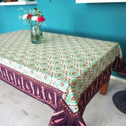 Tara Sparkling Homes Maroon Cotton Ethnic Motifs 6 Seater Table Cover-17