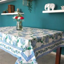 Tara Sparkling Homes Blue Cotton Ethnic Motifs 4 Seater Table Cover-picture-22