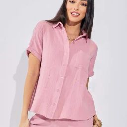 Styli Pink Cotton Shirt-image-60