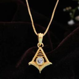 VOJ Gold Plated Designer AD Studded Pendant With Chain-image-64