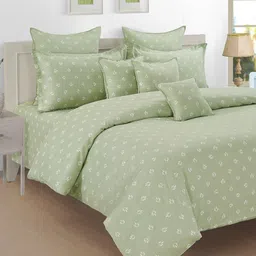 SWAYAM Green & White Floral 250 TC King Bedsheet with 2 Pillow Covers-image-98