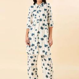 Rangmanch by Pantaloons White & Blue Printed A Line Kurta-image-5