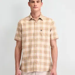 Arrow Sport Medium Yellow Cotton Regular Fit Checks Shirt-picture-49