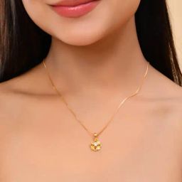 VOJ Gold Plated Heart Shaped AD Studded Pendant With Chain image 3