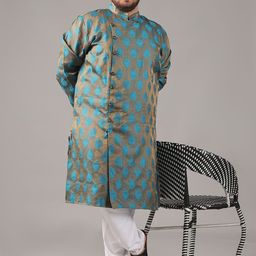 SOJANYA PLUS Men Ethnic Motifs Regular Thread Work Kurta with Pyjamas-5
