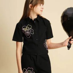 VERO MODA GIRL Jet Black Embroidery Regular Fit Shirt-image-59