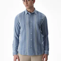 Jack & Jones Blue Cotton Regular Fit Striped Shirt-picture-32