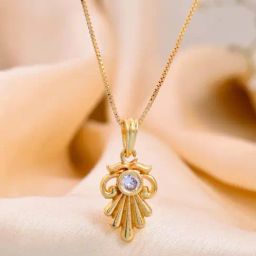 VOJ Gold Plated Designer AD Studded Pendant With Chain-image-86